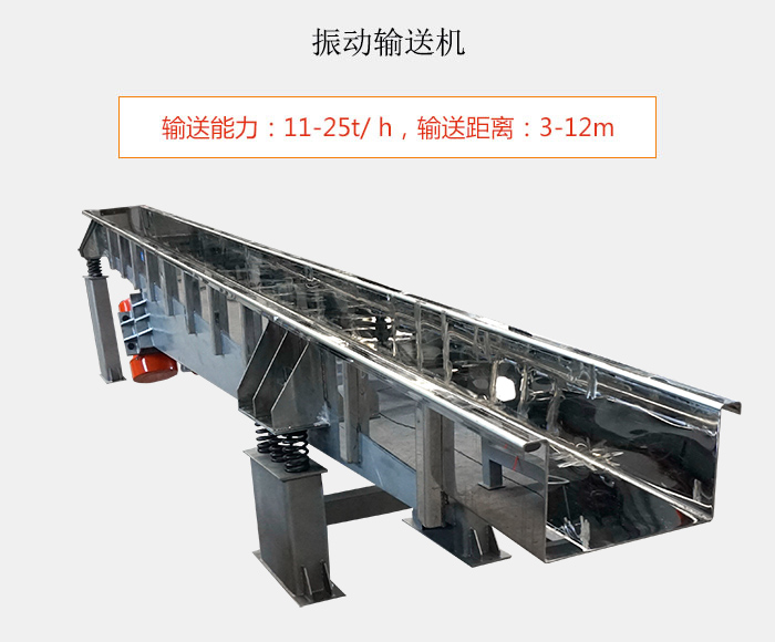 振動輸送機：輸送能力：11-25t/ h，輸送距離：3-12m